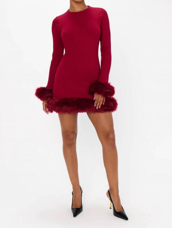 SHOW ME YOUR MUMU Dresses & Skirts - NEW SHOW ME YOUR MUMU fran dress in cranberry rib with faux fur